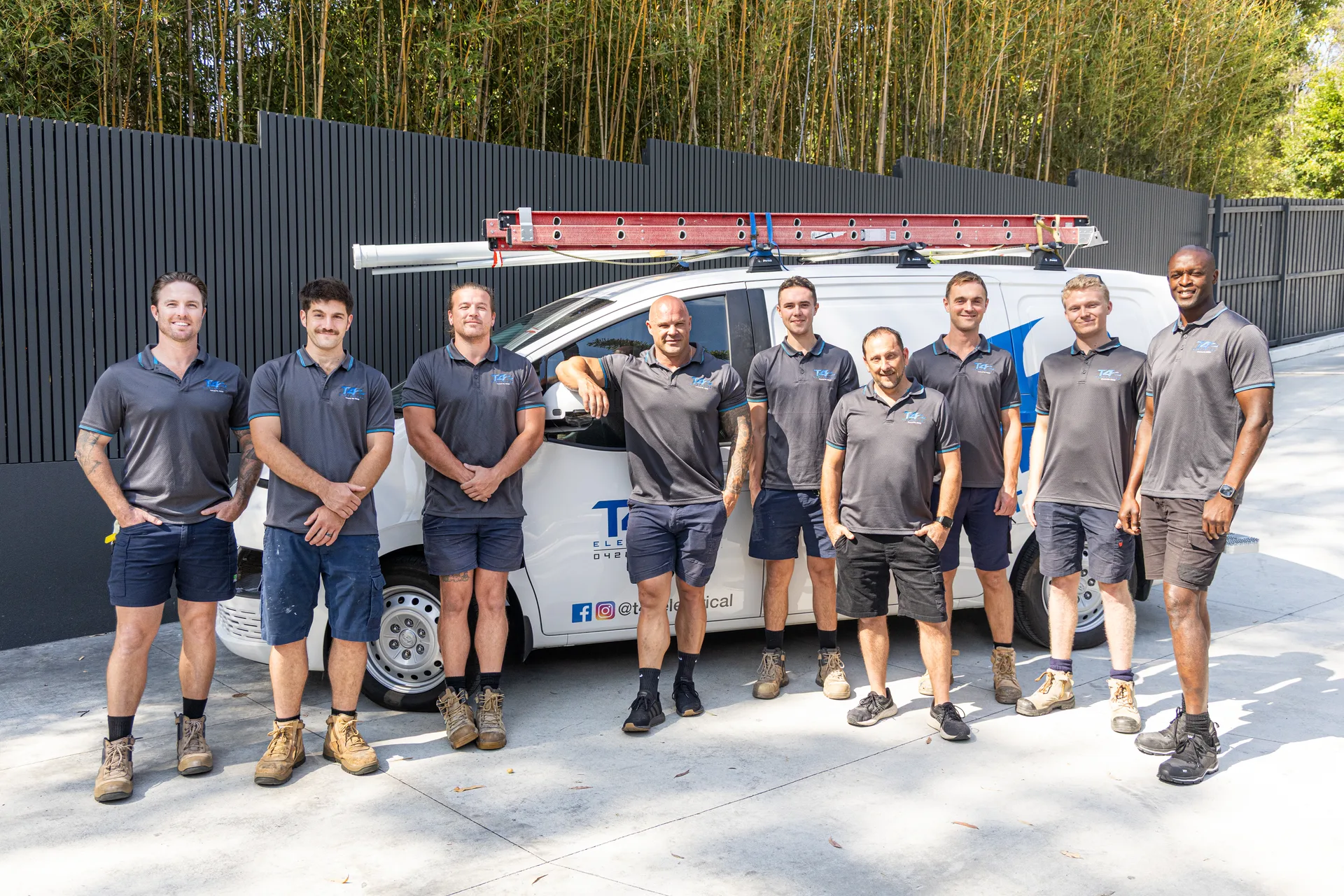 The Family Electrician Robina team with a service van